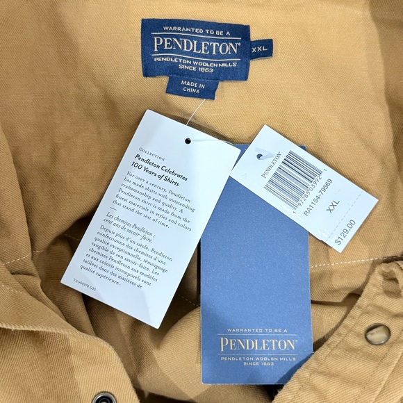 PENDLETON Men’s Chandler Cotton Embroidered Denim Western Shirt Tan Size XXL NWT - Picture 10 of 12